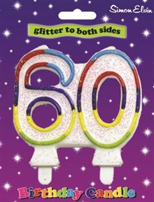 Milestone Birthday Candle - Number 60 (Sold in 6s)