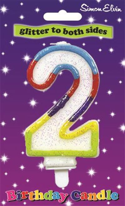 Milestone Double Sided Glitter Birthday Candle - Number 2 (Sold in 6s)