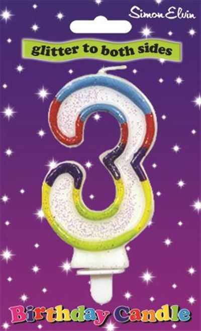 Milestone Double Sided Glitter Birthday Candle - Number 3 (Sold in 6s)
