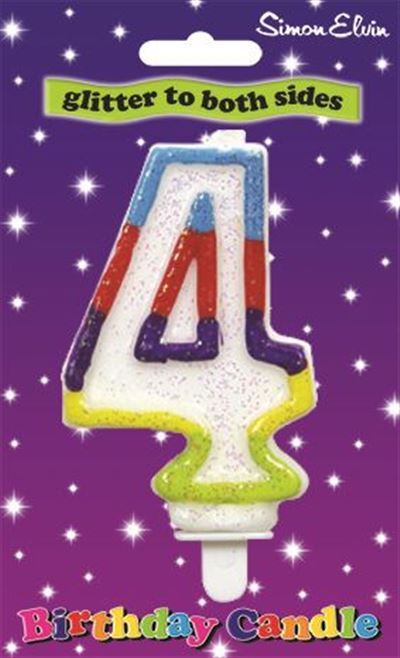 Milestone Double Sided Glitter Birthday Candle - Number 4 (Sold in 6s)