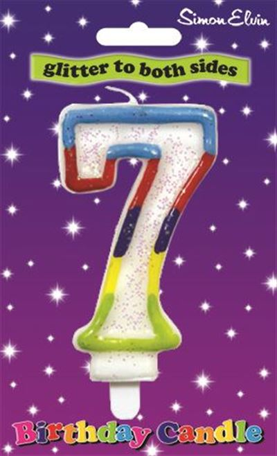 Milestone Double Sided Glitter Birthday Candle - Number 7 (Sold in 6s)