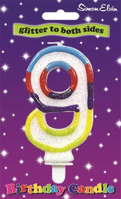Milestone Double Sided Glitter Birthday Candle - Number 9 (Sold in 6s)