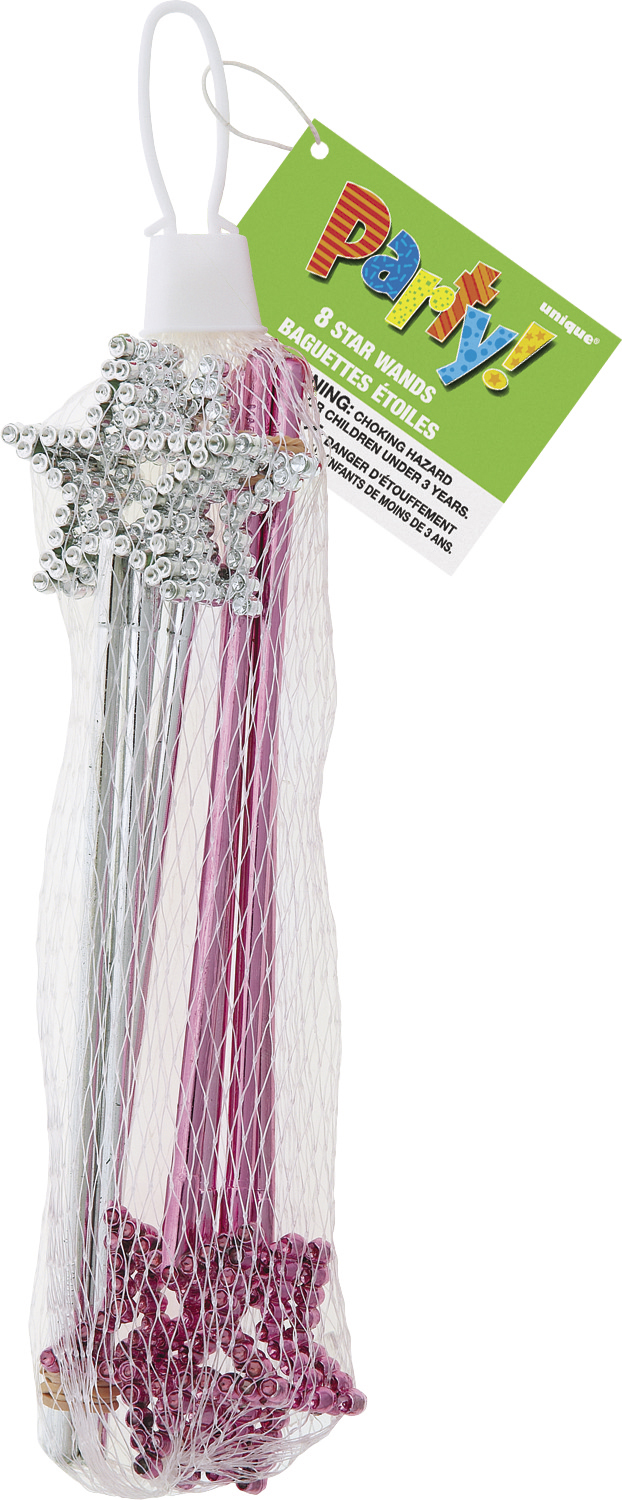 Mini Star Wands Assorted Pink And Silver Net Bag (8pk)