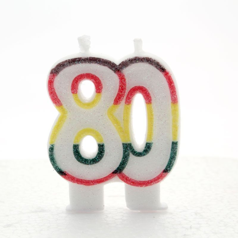 Multicoloured Glitter Number 70 Candle
