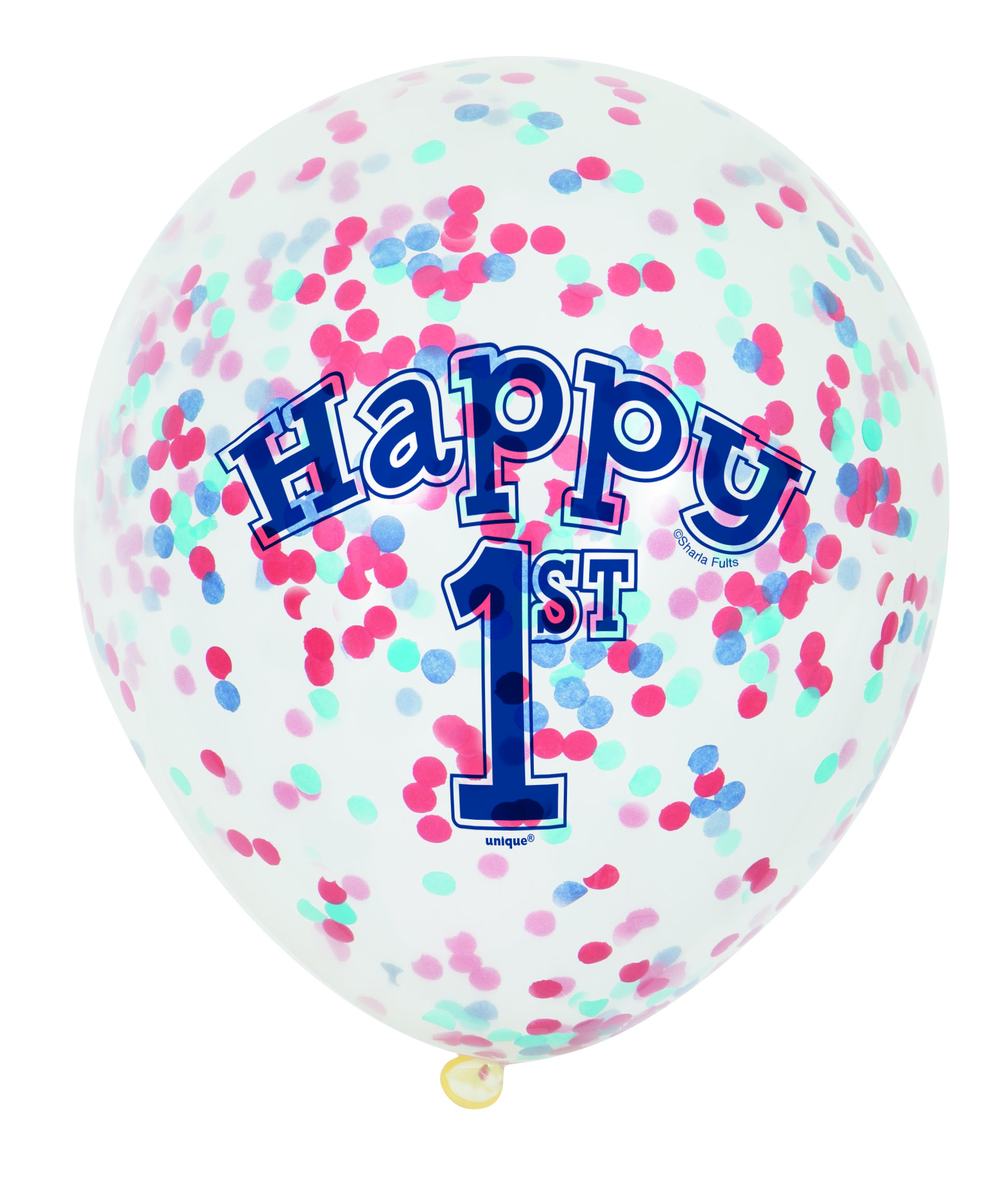 Nautical 1st Birthday Clear Balloons With Confetti 12" (8pk)