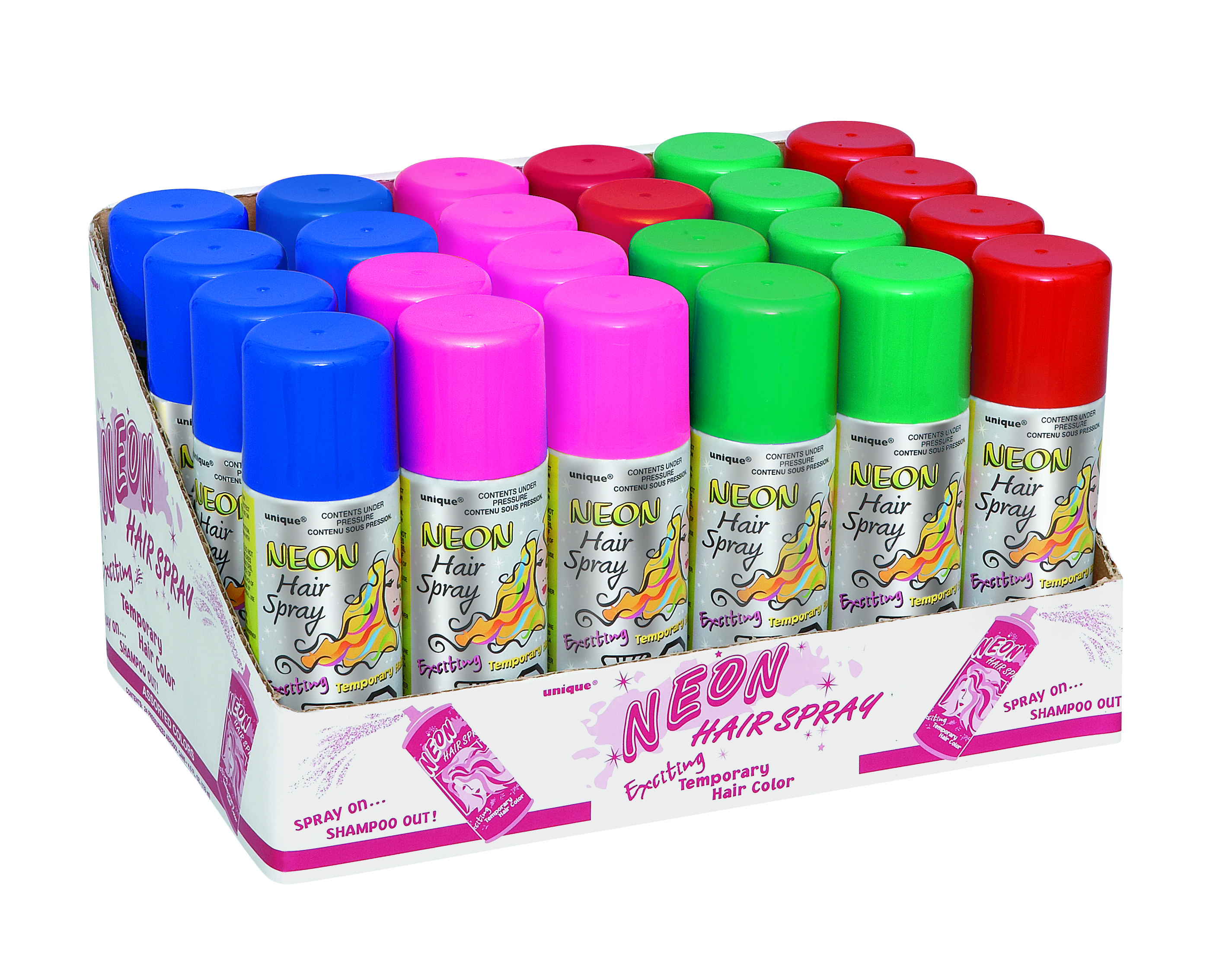 Neon Hair Spray Counter Display Box (24pk)