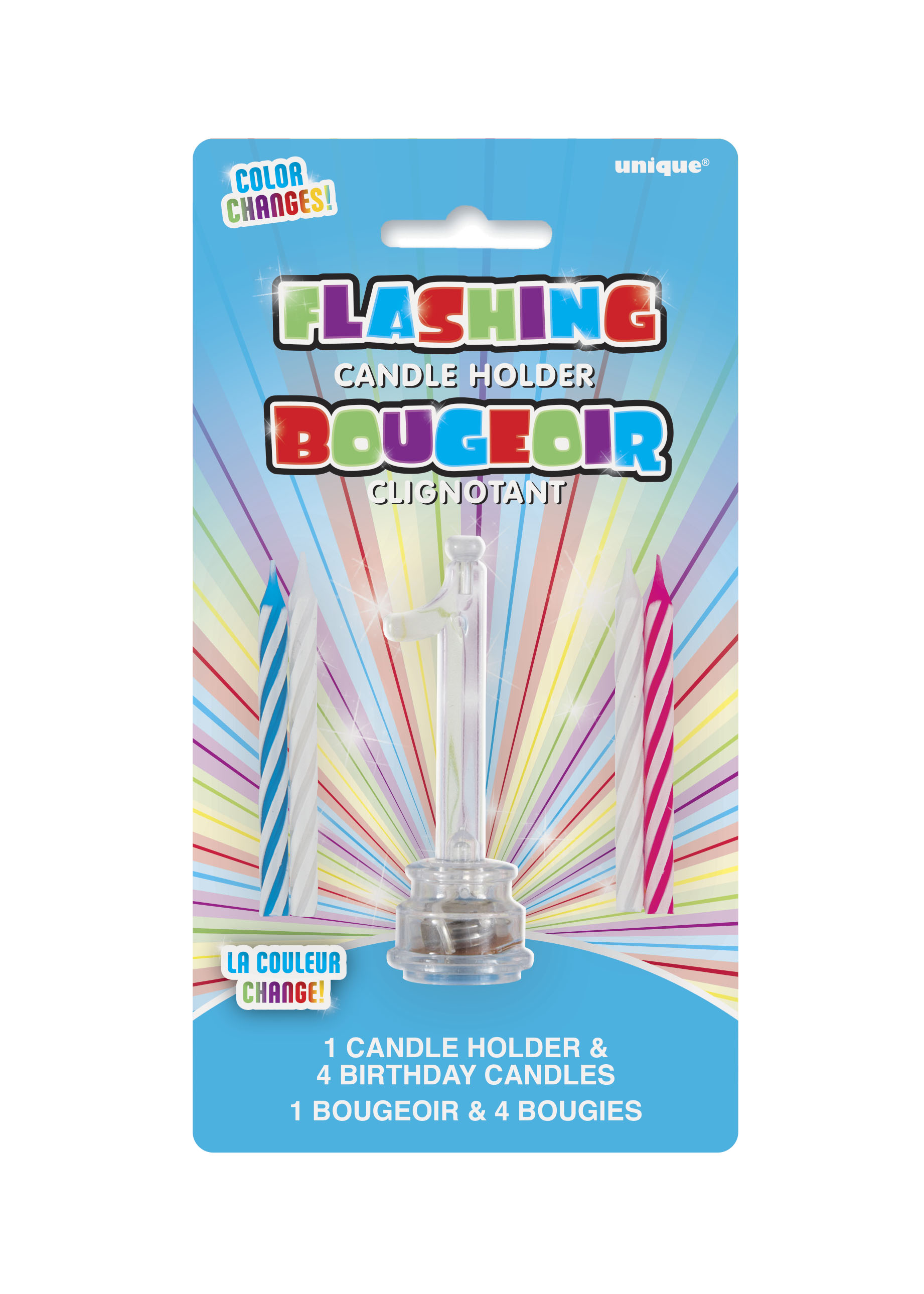 Number 1 Flashing Candle Holder With 4 Birthday Candles