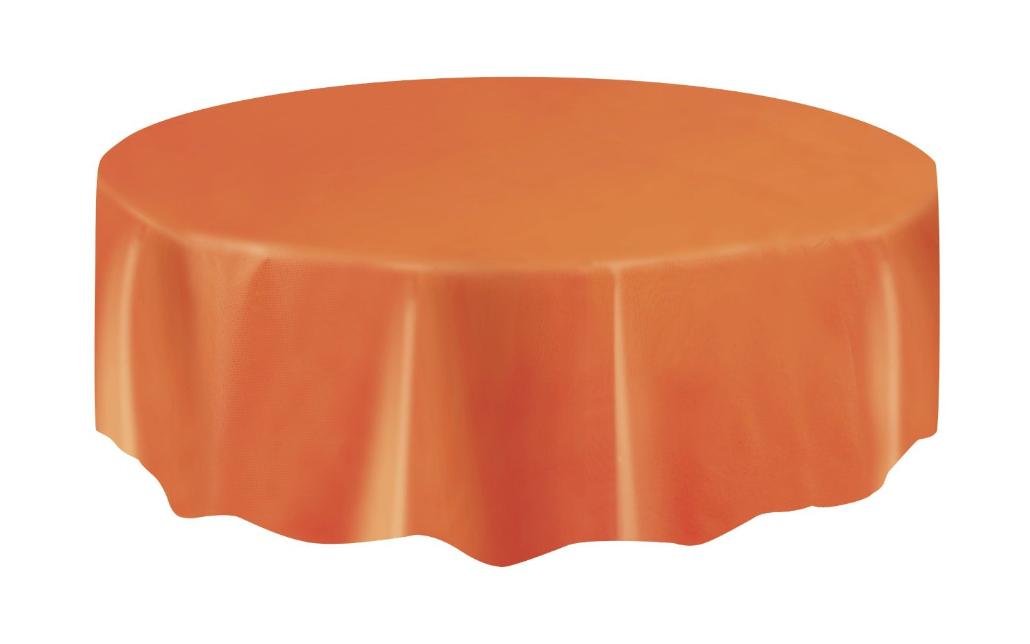 Orange Round Plastic Tablecover 84"