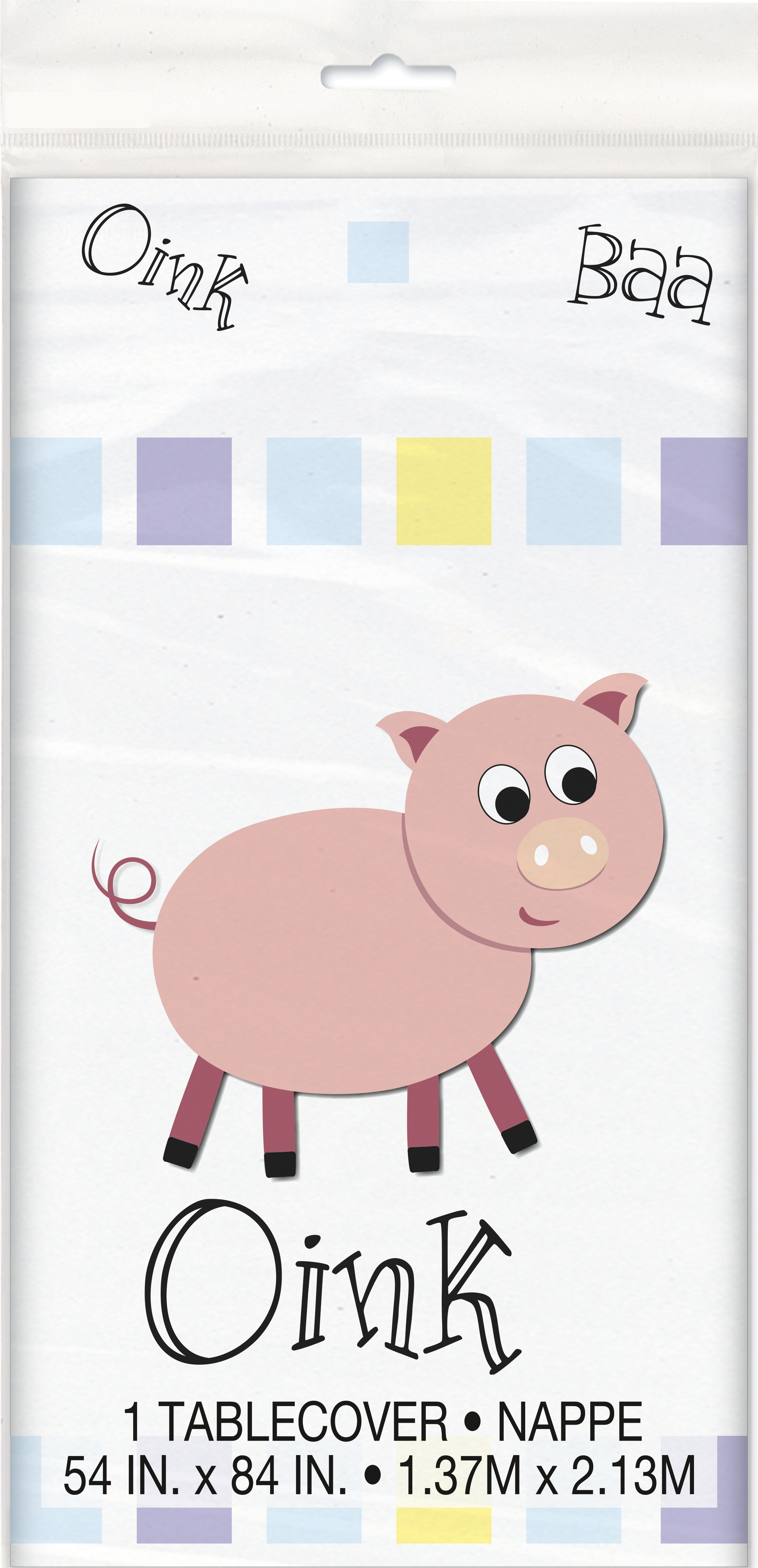 Pastel Farm Animals Plastic Tablecover 54" x 84"