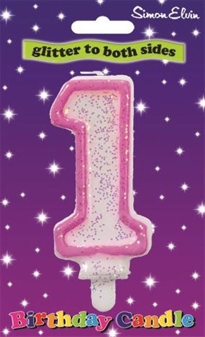 Pink Birthday Candle - Number 1 (Sold in 6s)