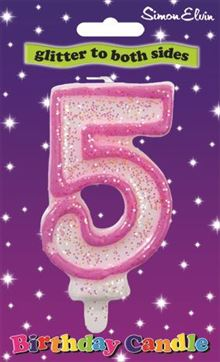 Pink Birthday Candle - Number 5 - CDL926 (Sold in 6s)