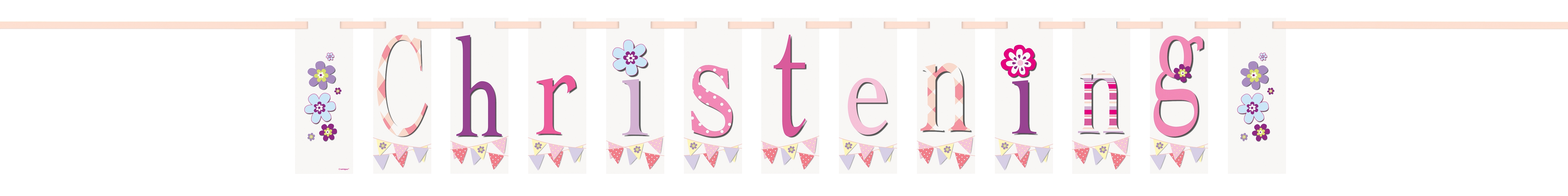 Pink Christening Flag Banner 5.75ft