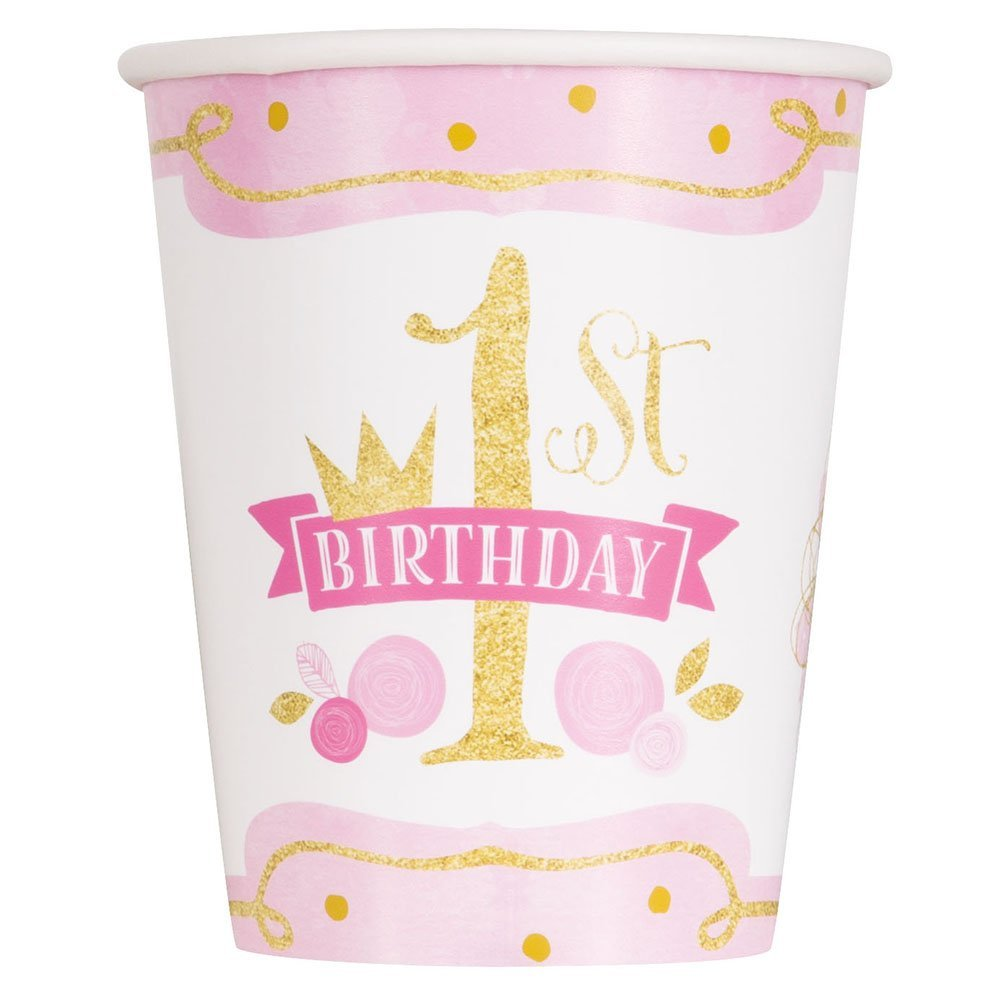 Pink & Gold 1st Birthday Cups 9oz (8pk)