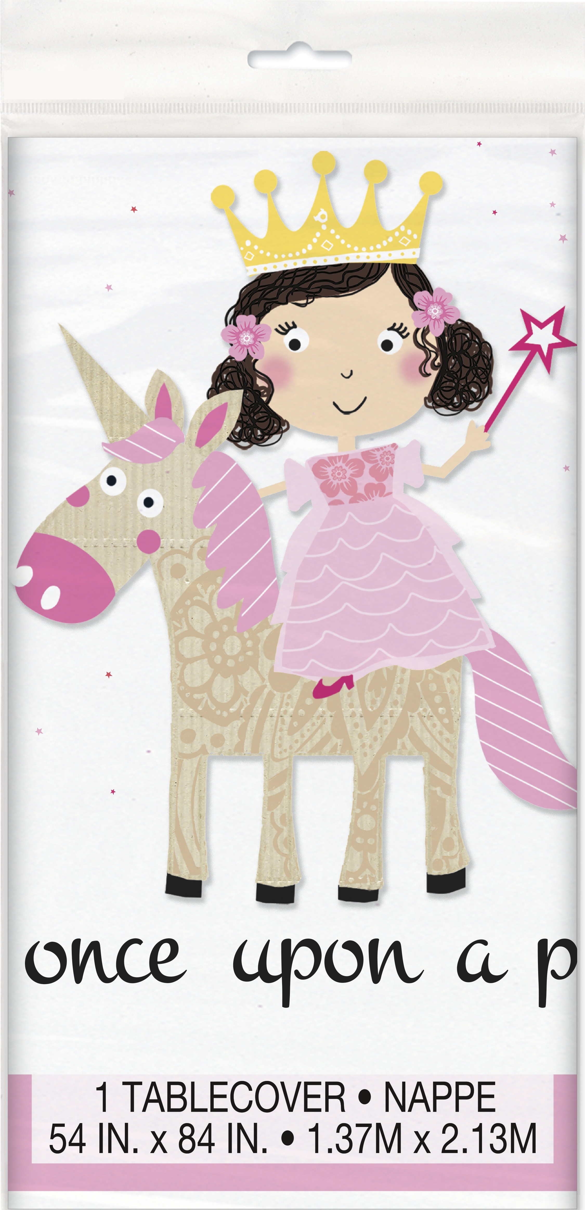 Pink Princess & Unicorn Plastic Tablecover 54" x 84"
