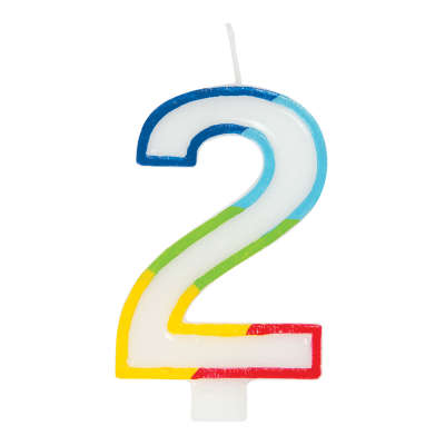 Rainbow Border Number 2 Birthday Candle