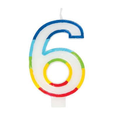 Rainbow Border Number 6 Birthday Candle