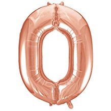 Rose Gold Foil Balloon Number 0 - 34"