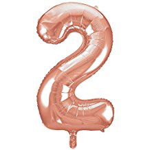 Rose Gold Foil Balloon Number 2 - 34"