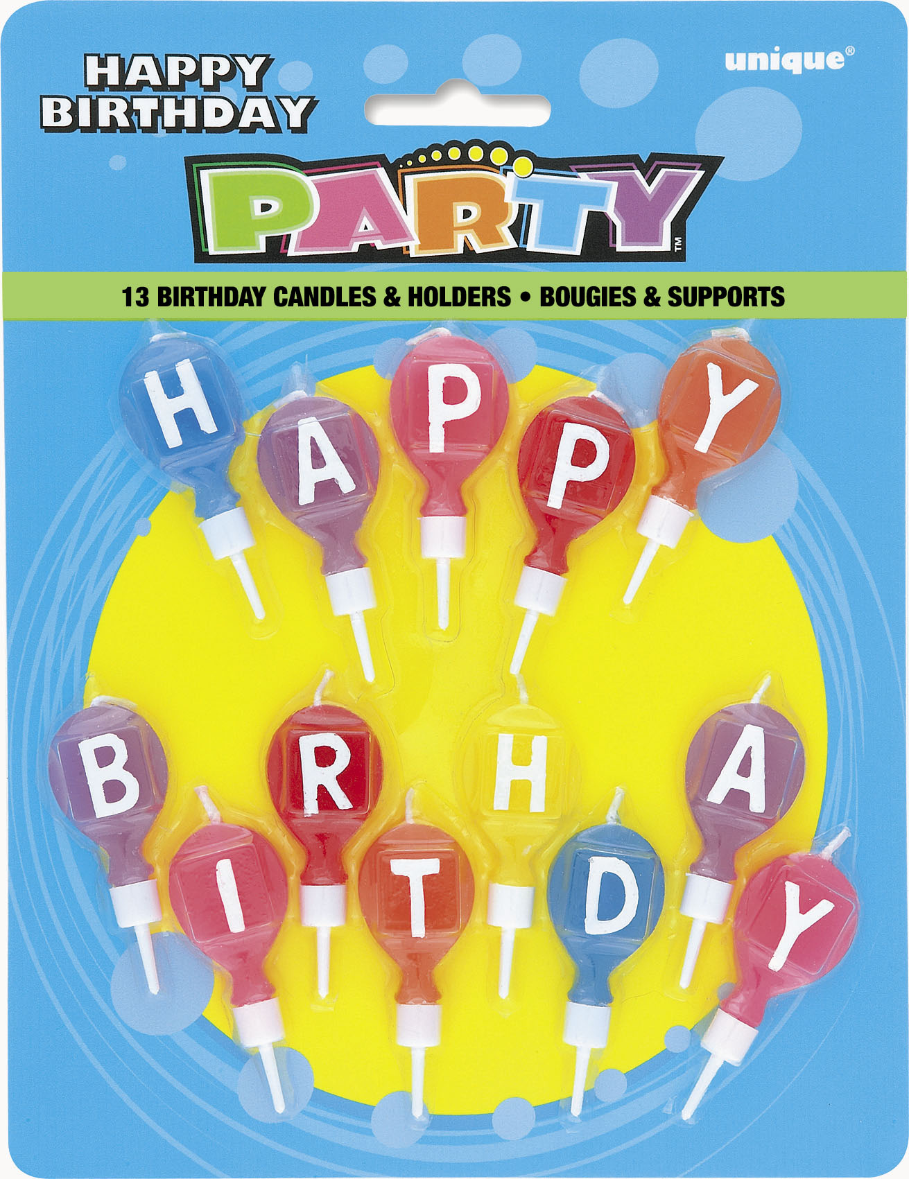 Round Letter Birthday Candles And Holders (13pk)