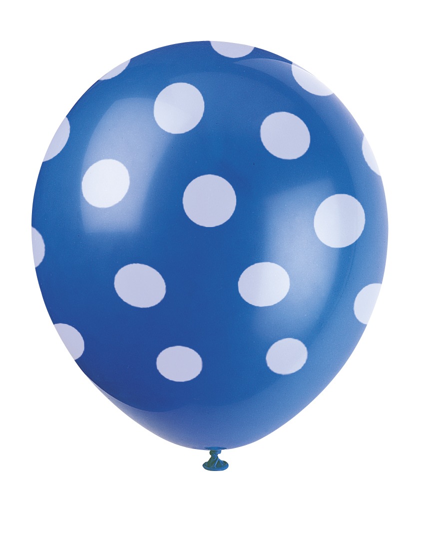 Royal Blue Dots Printed 12" Balloons (6pk)