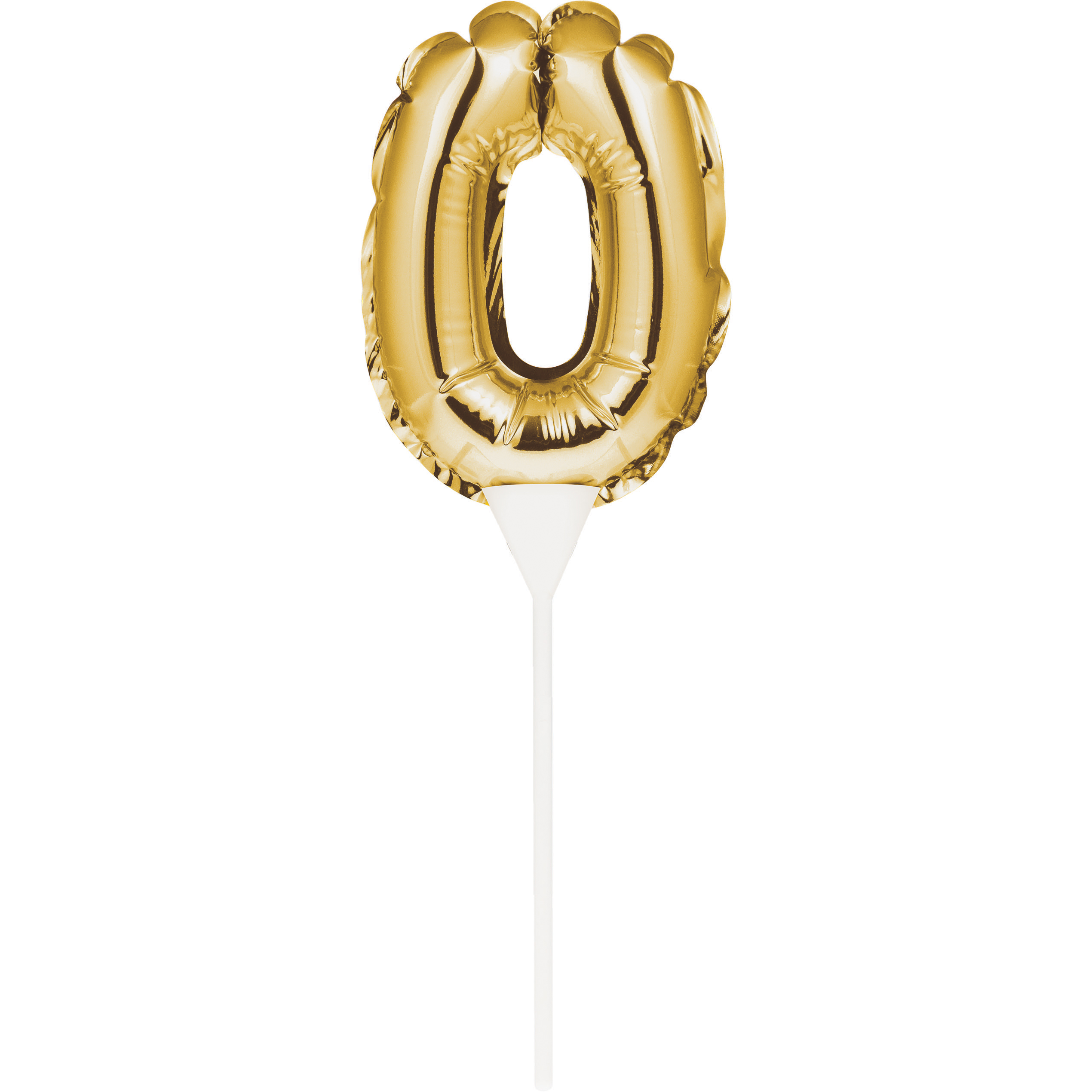 Self-Inflating Gold Mini Balloon Cake Topper - Number 0