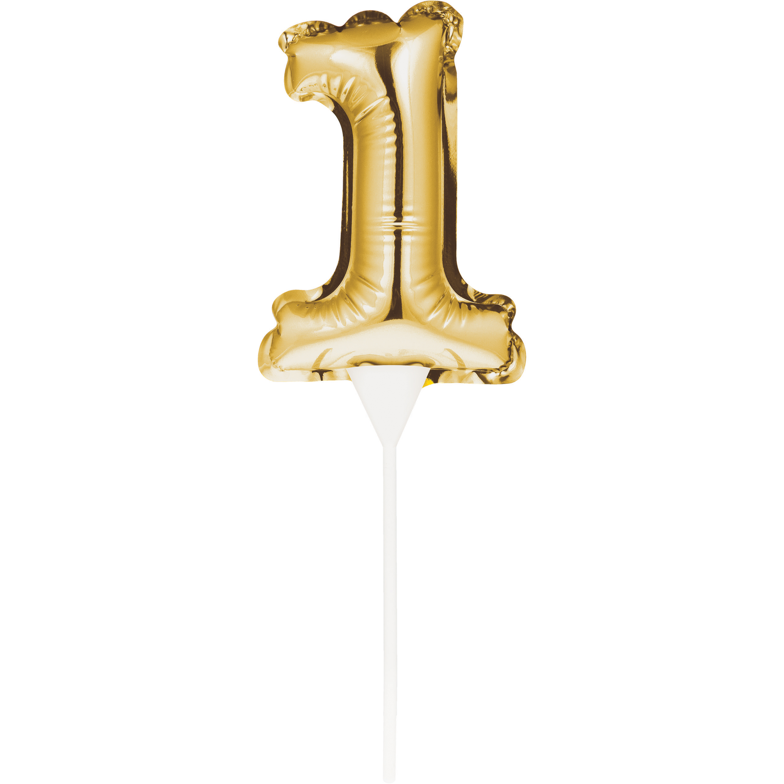 Self-Inflating Gold Mini Balloon Cake Topper - Number 1