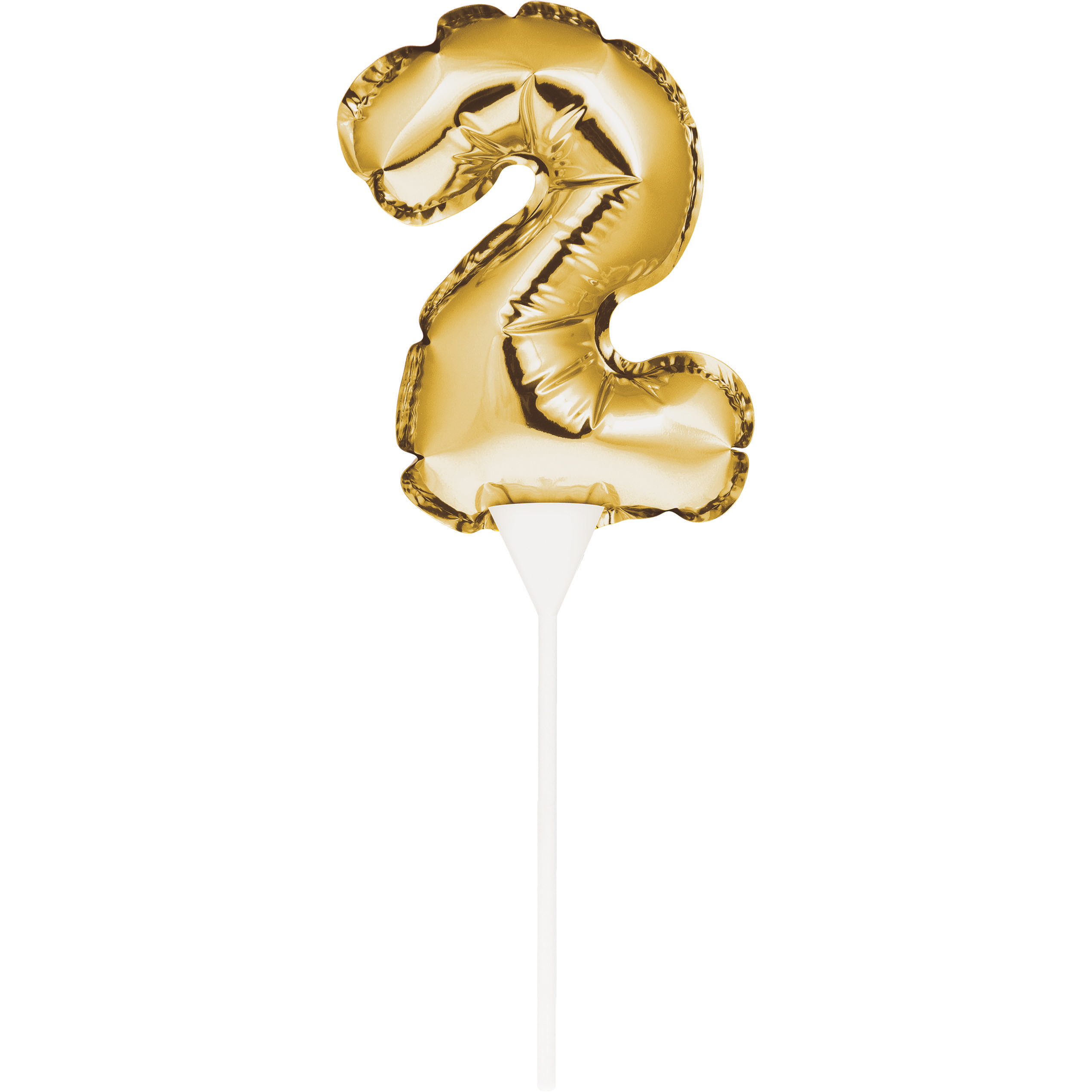 Self-Inflating Gold Mini Balloon Cake Topper - Number 2
