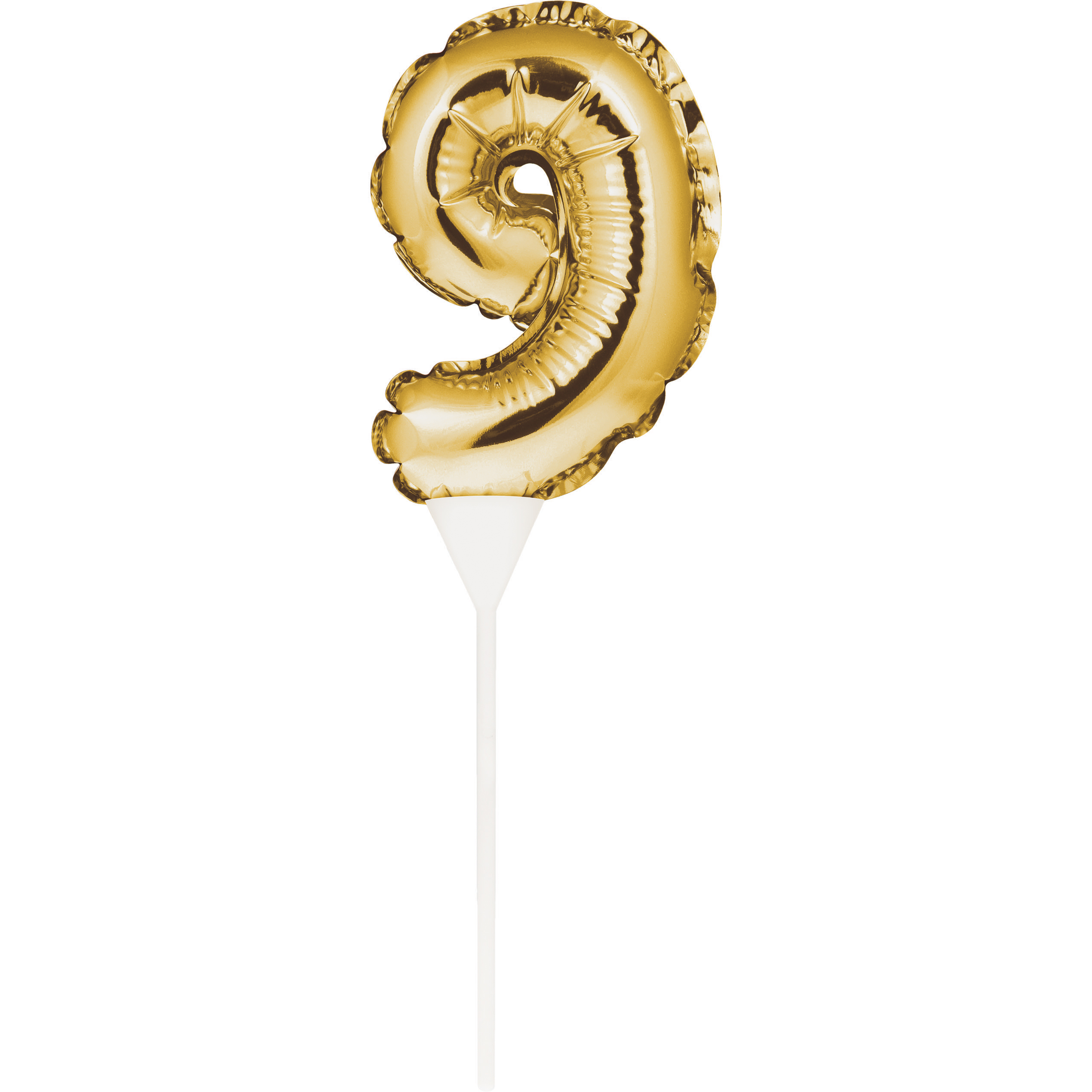 Self-Inflating Gold Mini Balloon Cake Topper - Number 9