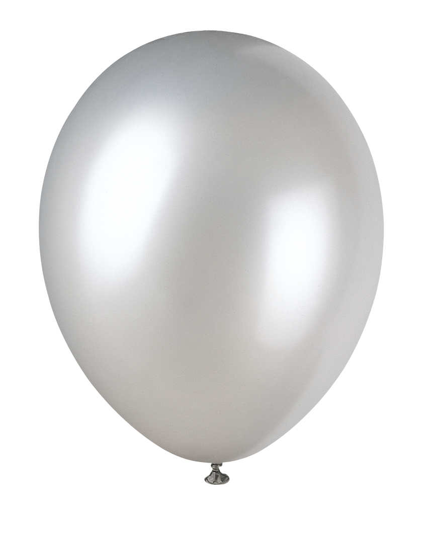 Shimmering Silver 12" Pearlised Latex Balloons (8pk)