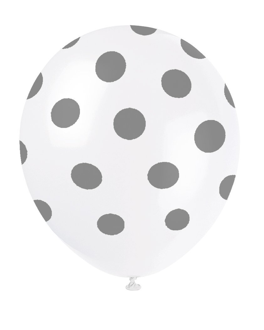 Silver Polka Dots Balloons 12" (6pk)