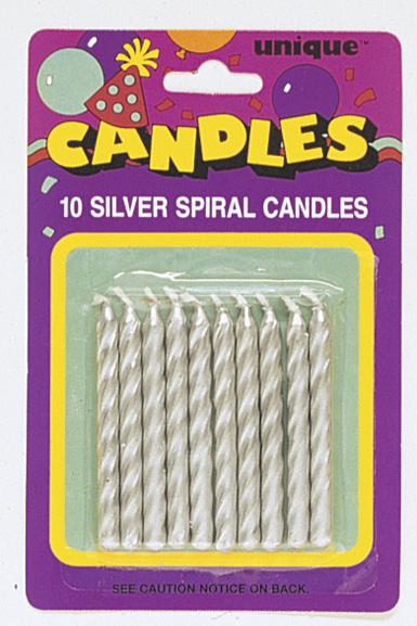 Silver Spiral Birthday Candles (10pk)