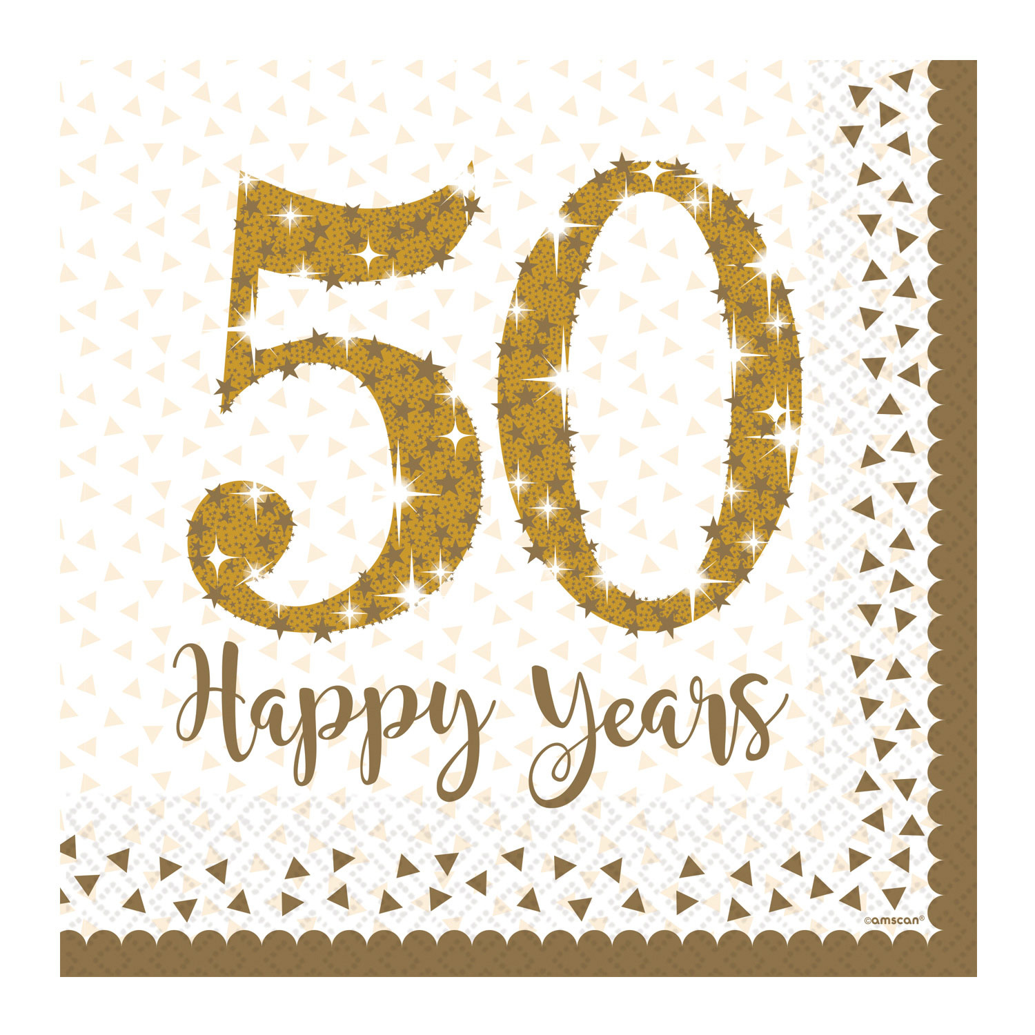 Sparkling Golden Anniversary Luncheon Napkins 33cm - 16PK