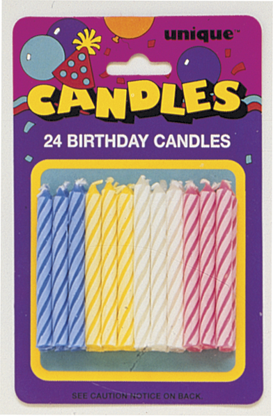 Spiral Birthday Candles Assorted Colours (24pk)