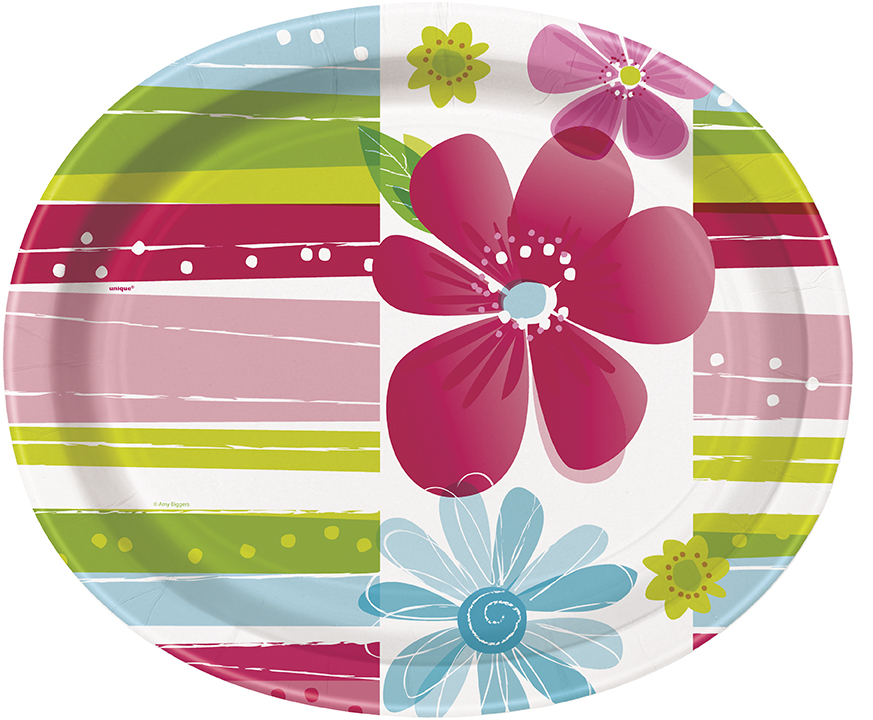Spring Flowers Oval Plates (8pk)
