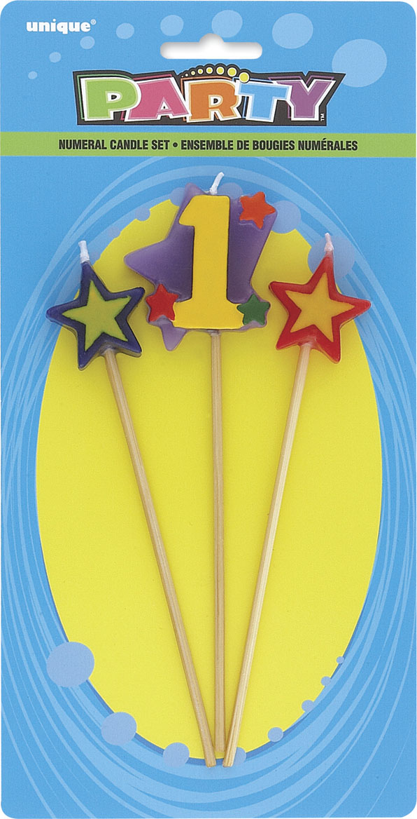 Star Birthday Candles Set 7" Number "1" (3pk)