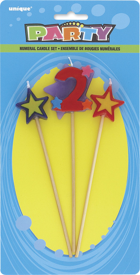 Star Birthday Candles Set 7" Number "2" (3pk)