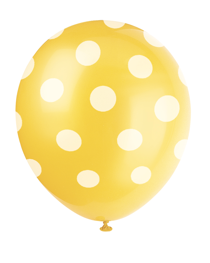 Sunflower Yellow Dots Printed 12" Balloons (6pk)