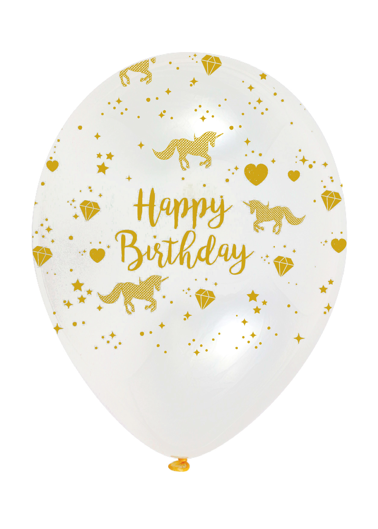 Unicorn Sparkle Gold and Clear Latex Balloons Pack of 6