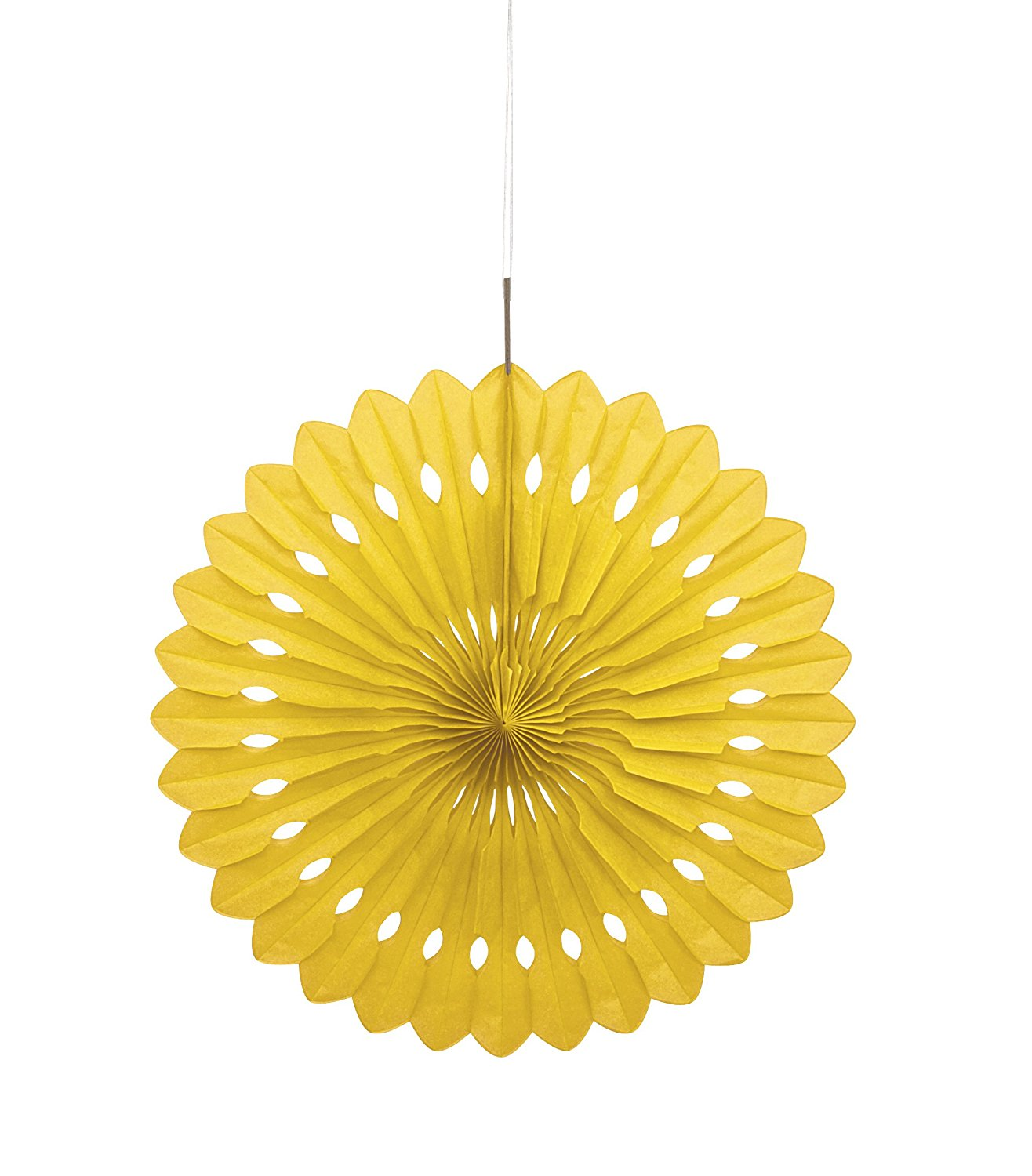 Yellow Tissue Decorative Fans 16"